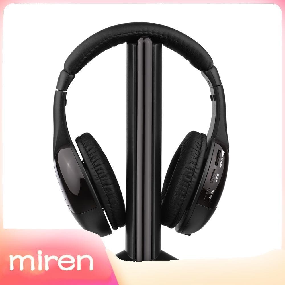 miren.br Fone de ouvido multifuncional sem fio 5 em 1 FM Hi-Fi Conjunto emissor e receptor de fone de ouvido Rádio