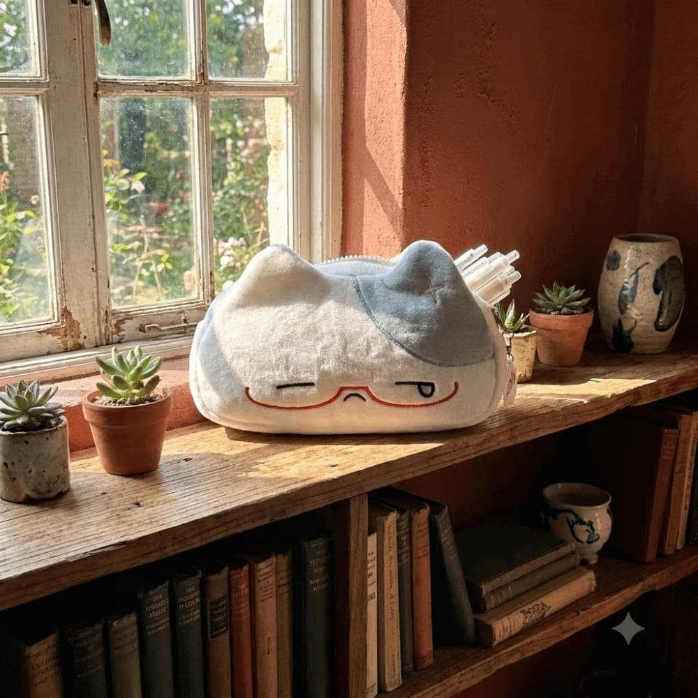 Estojo De Lápis De Gato , Bolsa De Caneta De Pelúcia Macia De Desenho Animado , Elegante , À Prova De Choque , Grande Ca