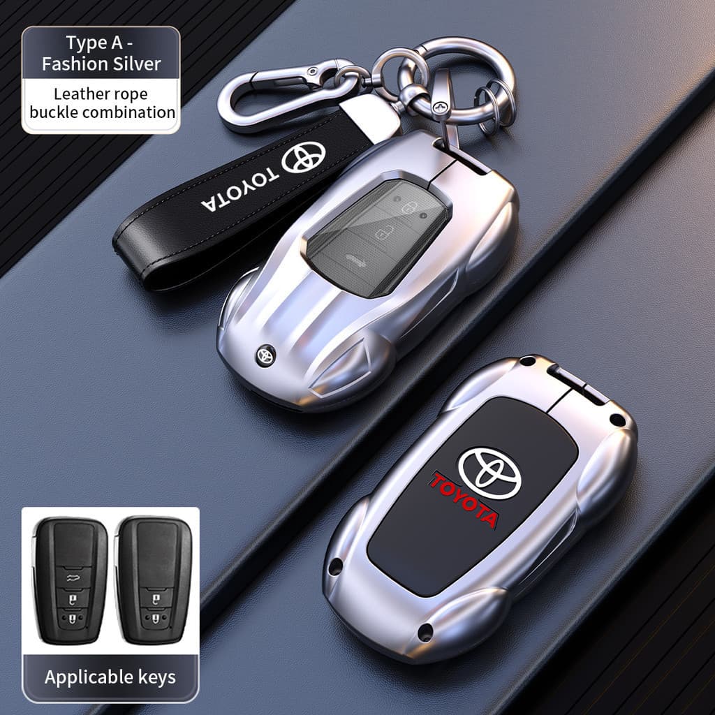 Capa de Chave em Liga de Zinco com Design de Carro Esportivo para Toyota Camry, CHR, Corolla, RAV4, Avalon, Land Cruiser