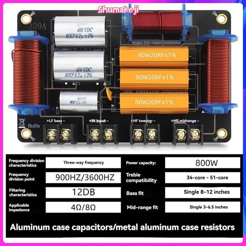Divisor De Frequência De Alta Potência De 3 Vias 800 W Áudio 900 Hz/600 Stage Home Theater Speaker Crossover Filtro 3 Un