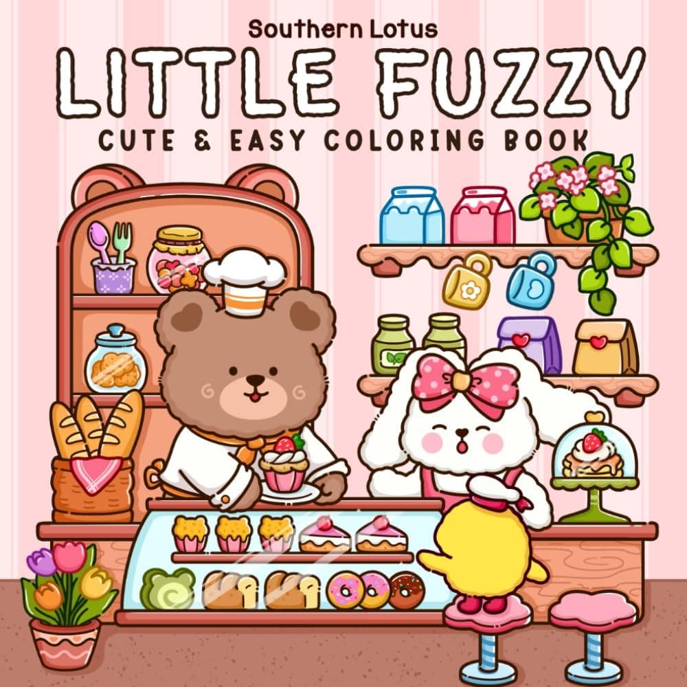 Little Fuzzy: Livro de Colorir para Adultos e Adolescentes com Desenhos Simples e Fofos de Cantos Aconchegantes e Adoráv