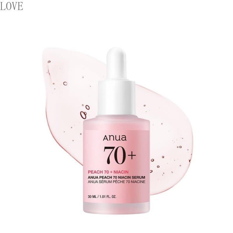 Anua Peach 70% Niacinamide Serum, um sérum diário para rejuvenescimento facial, uniformização do tom de pele e tratament