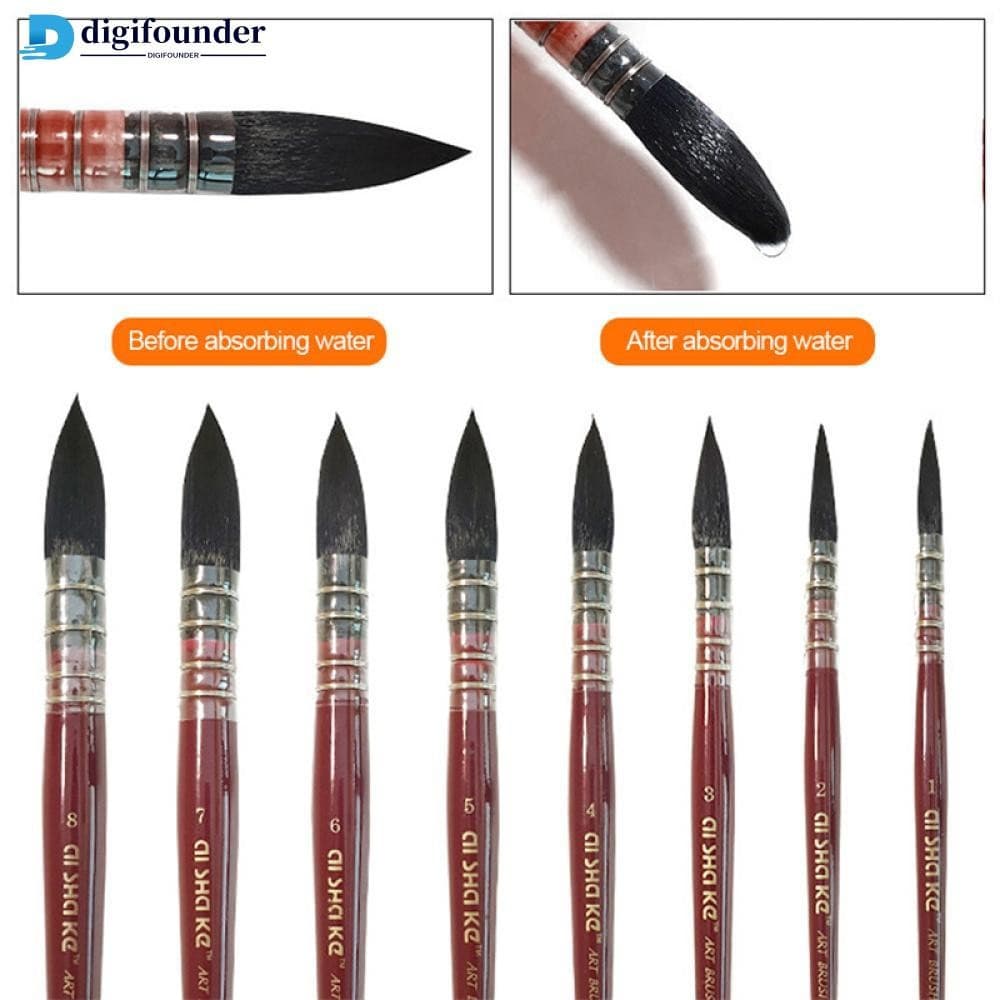 Pincéis Profissionais para Aquarela DIGIFOUNDER, Pincéis de Arte para Pintura a Óleo e Gouache, Suprimentos para Pintura