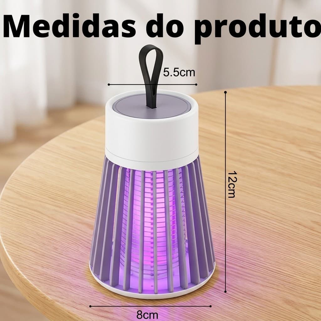 Repelente Eletrico Mata Mosquito Luminaria LED UV Leve E Compacta Para Viagem