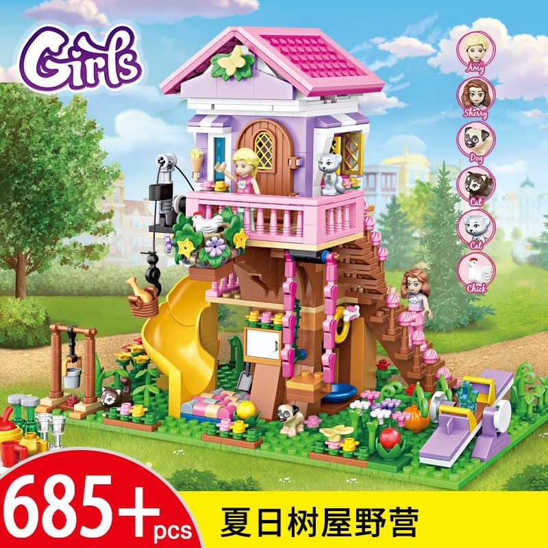 685 pçs bons amigos nova série aventura casa na árvore menina compatível Lego princesa Villa casa na árvore bloco de con