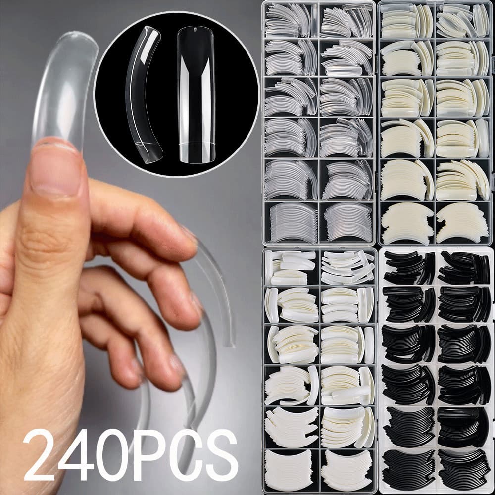 240 Pçs Claro Longo Cobertura Completa Dicas De Unhas Transparente Meia Capa Profissional Artificial Salão Extensão