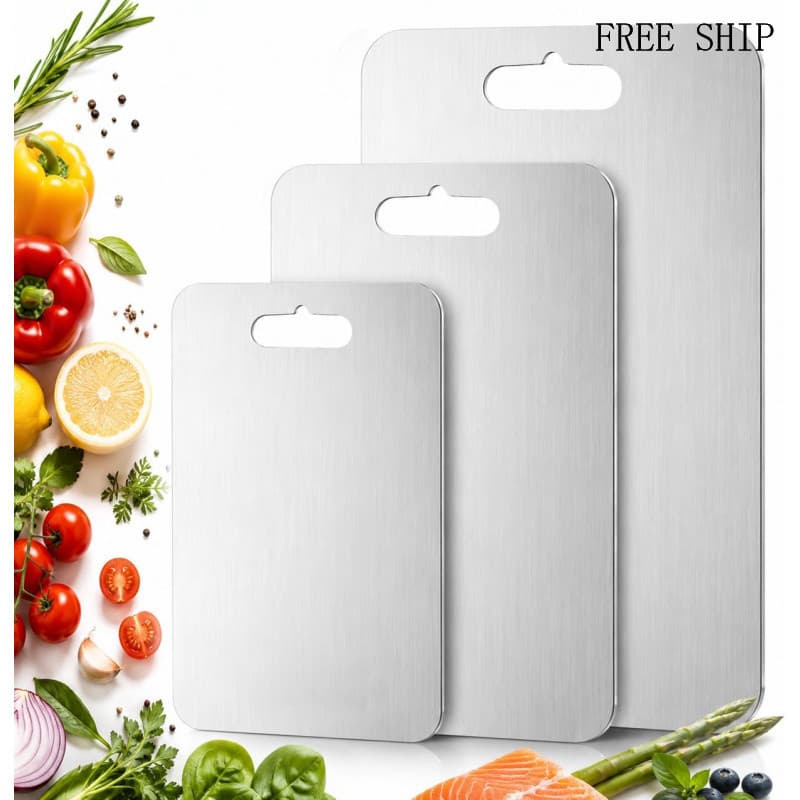 Conjunto de 3 Tábuas de Corte de Titânio, 100% Titânio Puro para Cozinha, Tábua de Corte Dupla Face Não Tóxica, Ideal pa