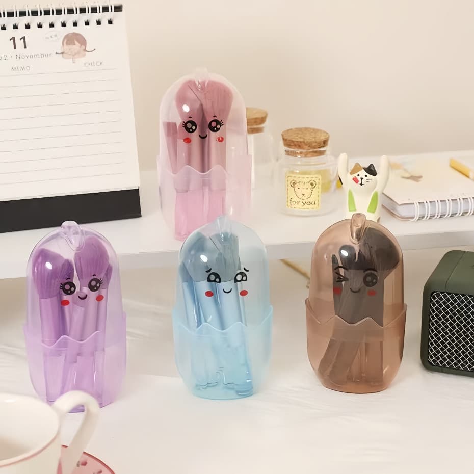 Conjunto de 7 mini pincéis de maquiagem com caixa de armazenamento 024-237