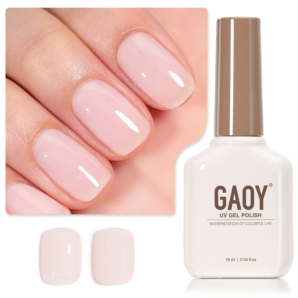 Esmalte em Gel Transparente Rosa Claro GAOY, 16ml e Cor Pêssego Branco Translúcido 1352, Esmalte em Gel de Secagem UV pa