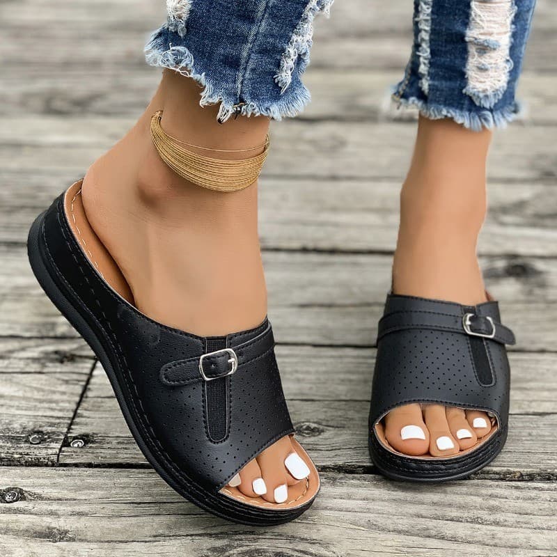 2026 Moda Feminina Sapatos De Salto Cunha Sandálias Femininas 2025 Verão Chinelos Leves Praia Femininos