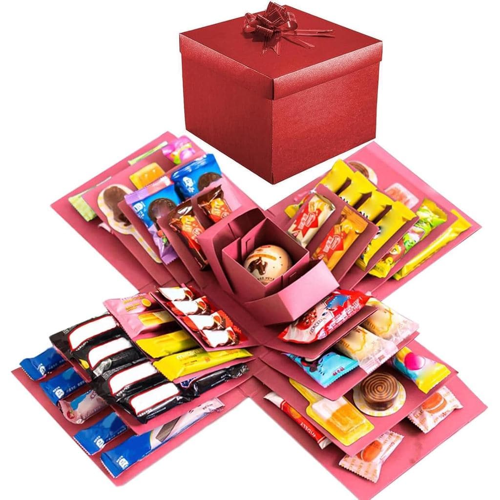 Caixa de Presente Explosiva DIY Miaokatze, Caixa Explosiva de 5 Camadas para Lanches, Caixa para Scrapbooking, Caixa Exp