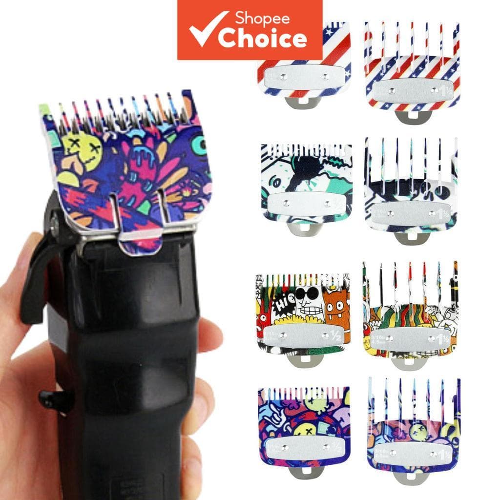 Pente De Limite De Metal Universal Cartoon Graffiti 1.5/4.5 Mm-Acessório De Proteção Para Máquina De Cortar Cabelo Salão