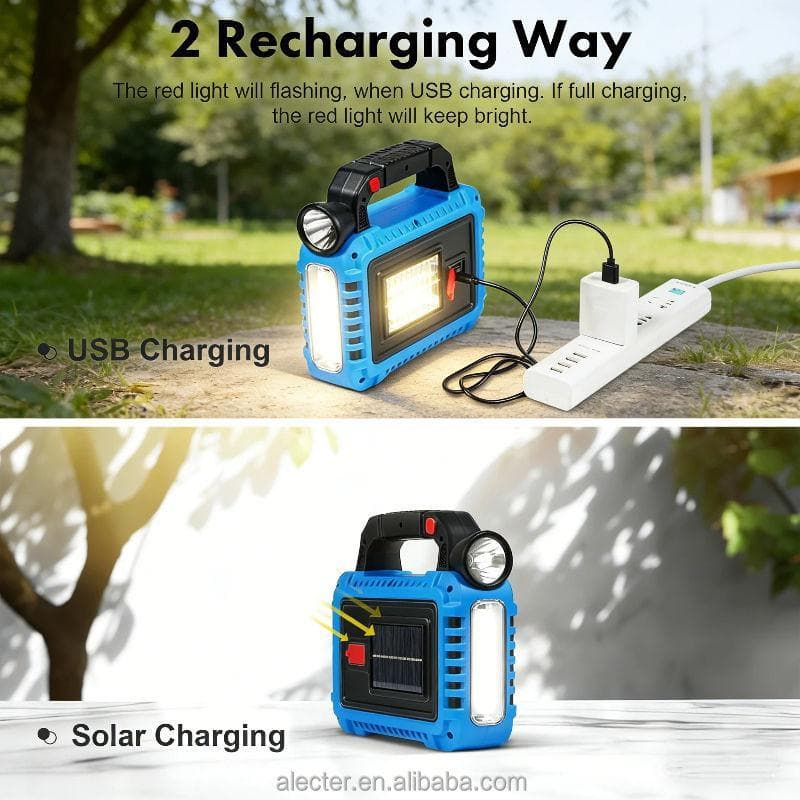 Lanterna Holofote LED COB Solar Recarregável Tipo-C com Power Bank para Camping EmergênciaHB-8678-4