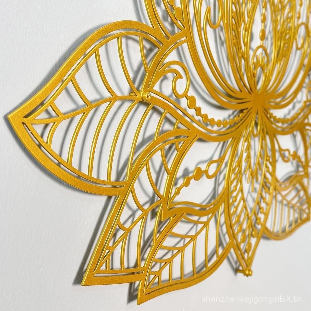 Decoração de Parede em Metal com Mandala Colorida, Decoração de Sala de Meditação com Flor de Lótus, Jardim Zen Minimali