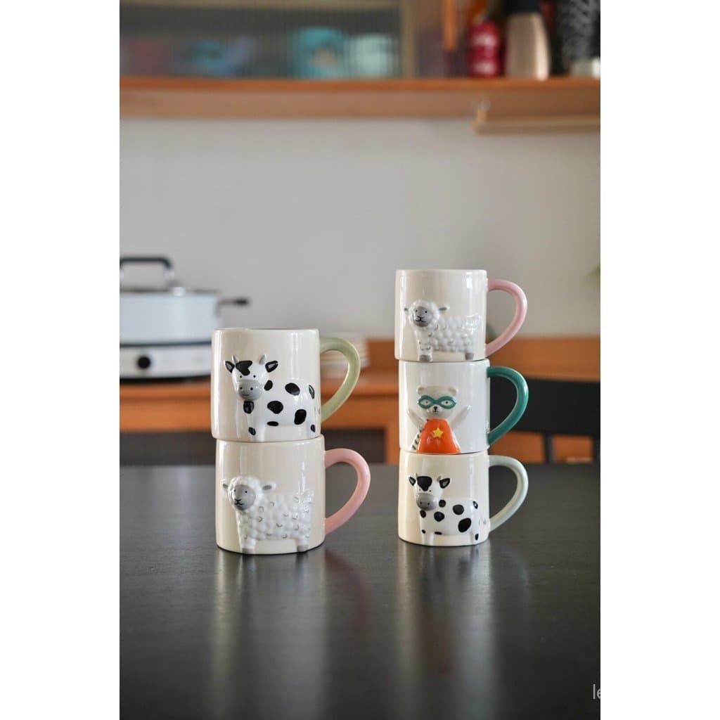 Venda um prato mão-pitada Irregular dos desenhos animados pintados à mão Animal caneca crianças copo de água WGJ4