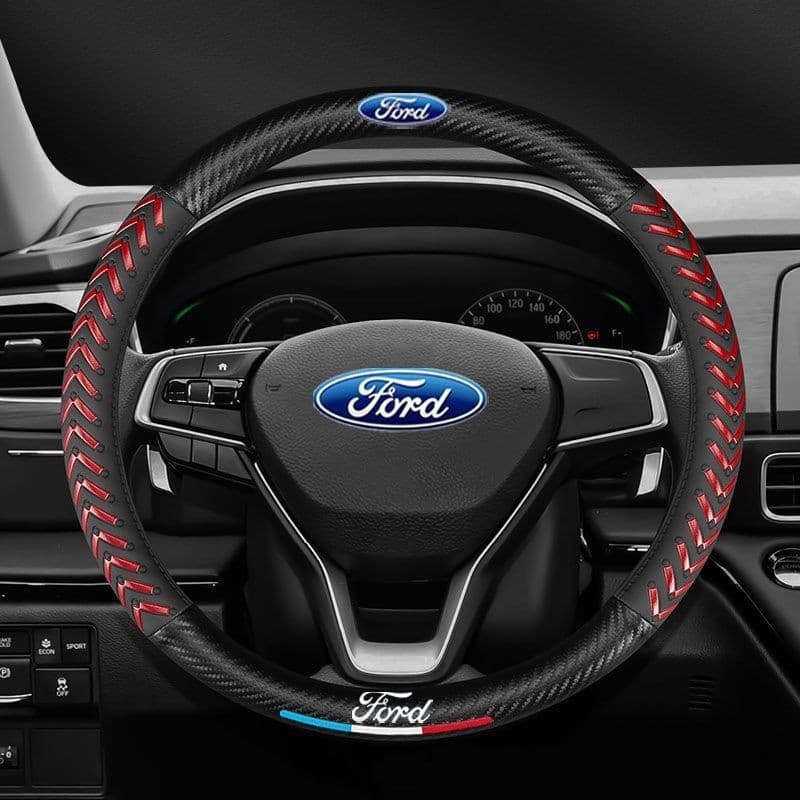 Capa de Volante em Couro e Fibra de Carbono Ford Sem Cheiro Para Ford Ranger XLT WildTrak Focus MK2 MK3 Ranger Raptor Mu