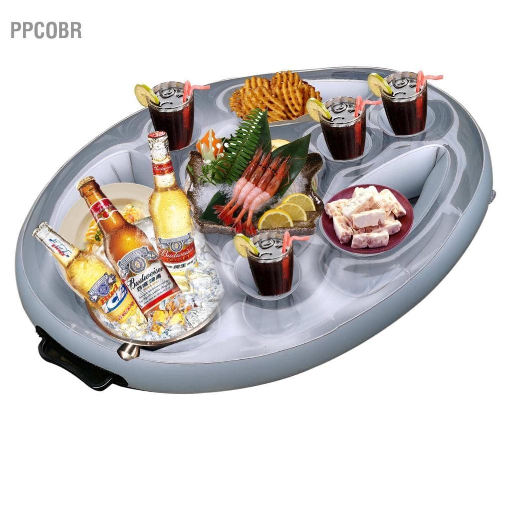 Ppcobr [Ander Online] (prato de jantar - prata com bomba) Porta copo inflável para bebidas em PVC piscina