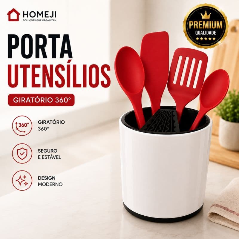 Escorredor Porta Talheres Giratório 360° Organizador com Drenagem para Cozinha Facas e Utensílios