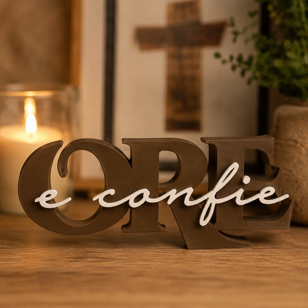 Quadro Letreiro Ore E Confie Jesus Decoração Cristã Impressão 3D