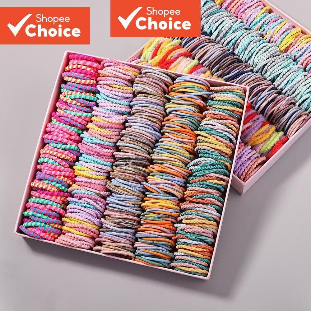 Laços De Cabelo Elásticos Macios Tinywiny Candy Color 100 Unidades Para Meninas E Crianças