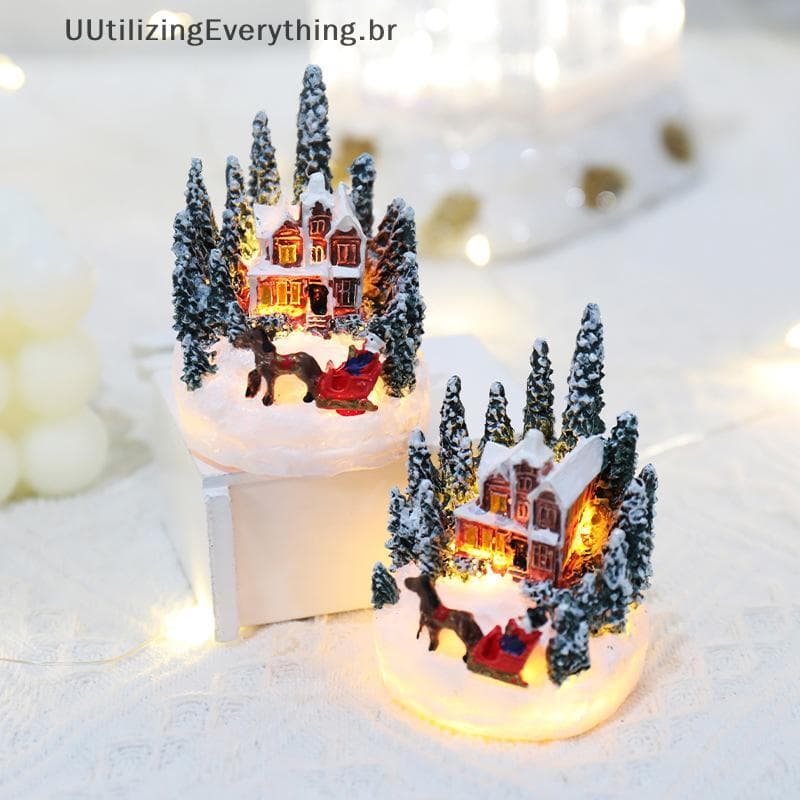 UUTIL LED Santa Castle Enfeites De Casa De Neve 2024 Presente De Ano Novo Festa De Natal Decoração