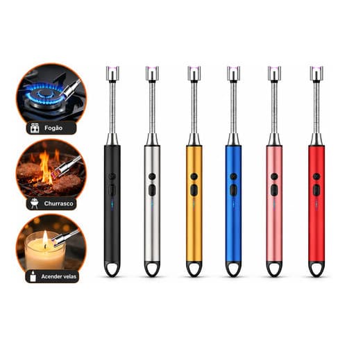 Kit 3 Acendedor Fogão Vela Camping Elétrico Usb Recarregável Cores Sortidas
