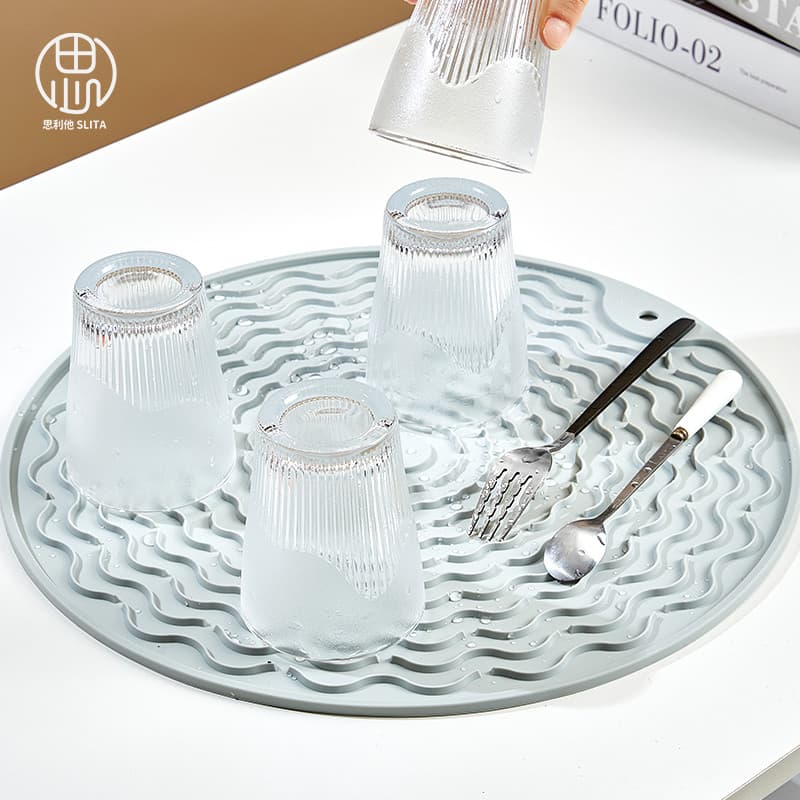 Tapete de drenagem de Silicone de grandes dimensões, copo de água, lavagem de louça, isolamento térmico, área de balcão