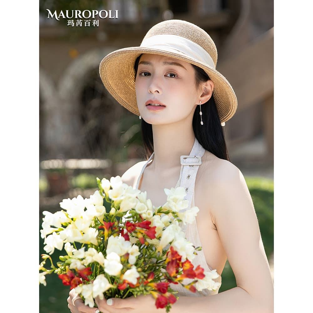 Chapéu de sol de verão dobrável chapéu de palha feminino 2026 novo estilo balde de palha chapéu férias viagem protetor s