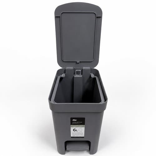 Lixeira Pedal Resistente Casa Escritório Cozinha Compacta 6 Litros Cinza