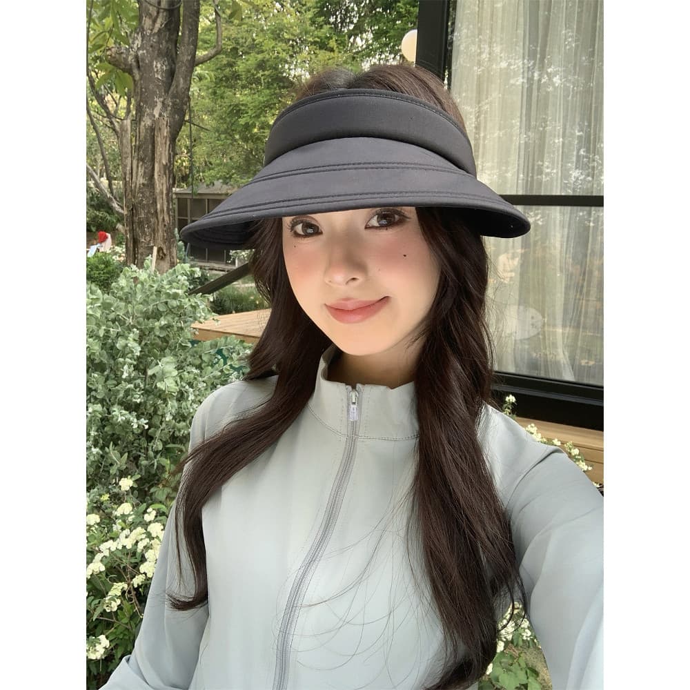 Novo estilo chapéu de sol verão Anti-ultravioleta vazio topo grande borda chapéu de sol feminino verão All-Match chapéu
