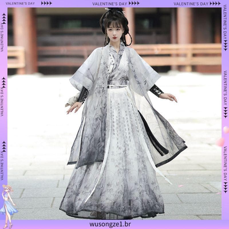 Original Zhujian Linguagem Hanfu Homens Mulheres Mesmo Estilo Comprimento da Cintura Estilo Chinês Dominador Casal Estil