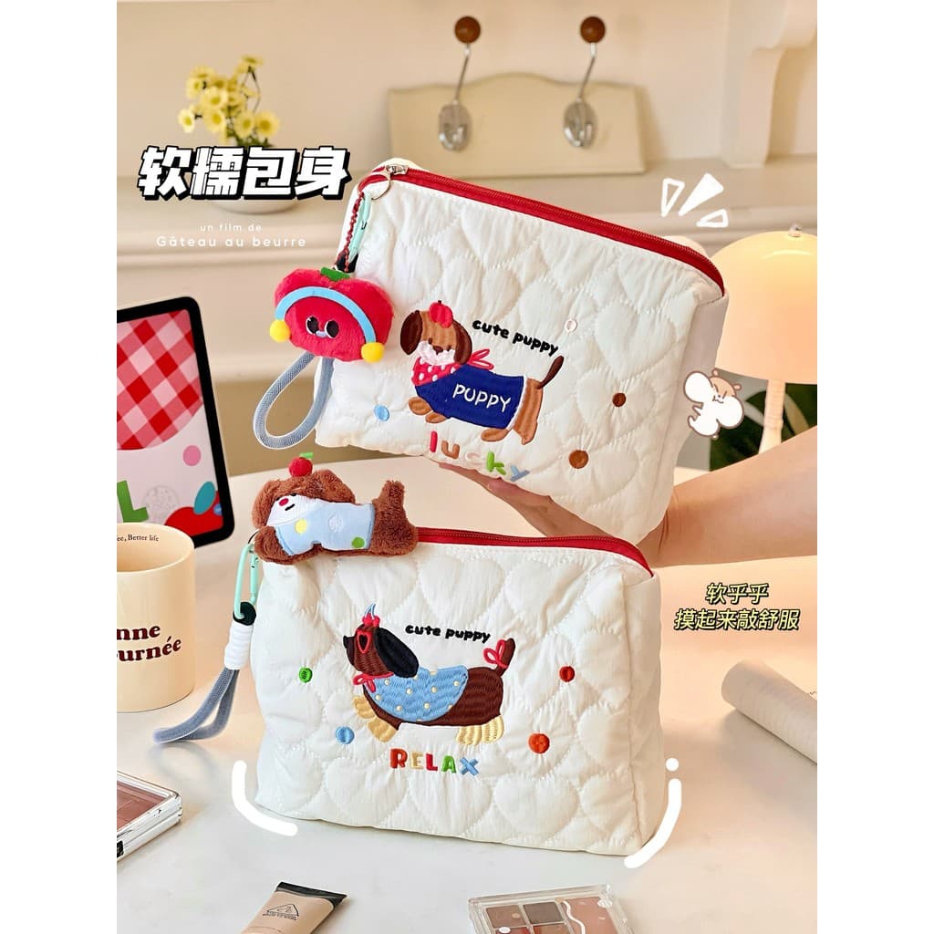 Saco cosmético de grande capacidade bonito Dachshund cão portátil viagem Outing saco de armazenamento portátil simples p