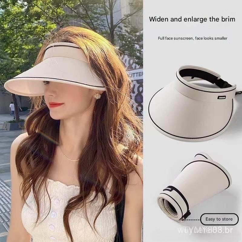 Chapéu de Proteção Solar de Verão, Chapéu Aberto com Proteção UV, UPF 50+, Chapéu de Sol para Viagens ao Ar Livre, Lenço