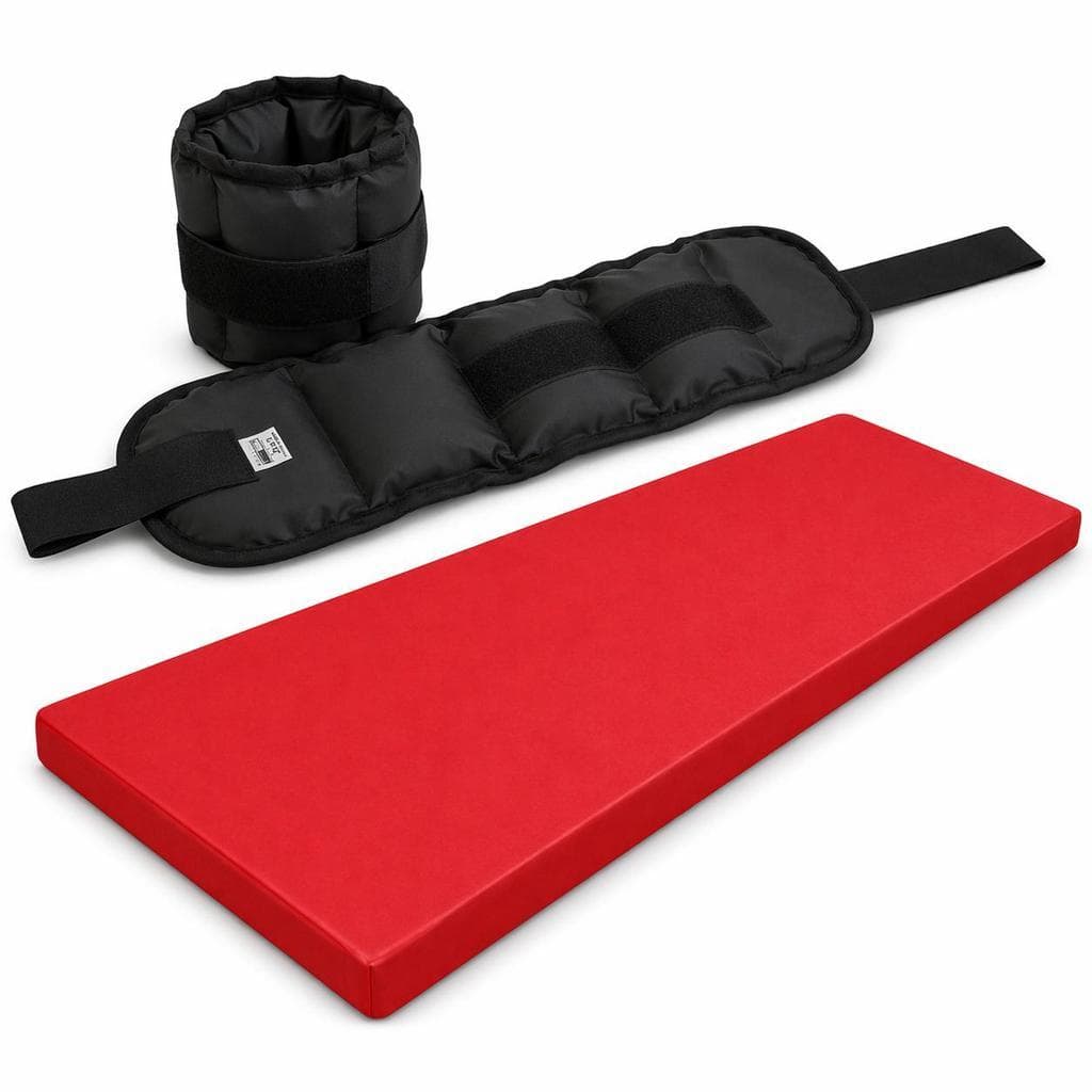 Kit Fitness Par Caneleira de Peso + Colchonete Vermelho 90x40x3cm Academia Treino Escolha o Peso