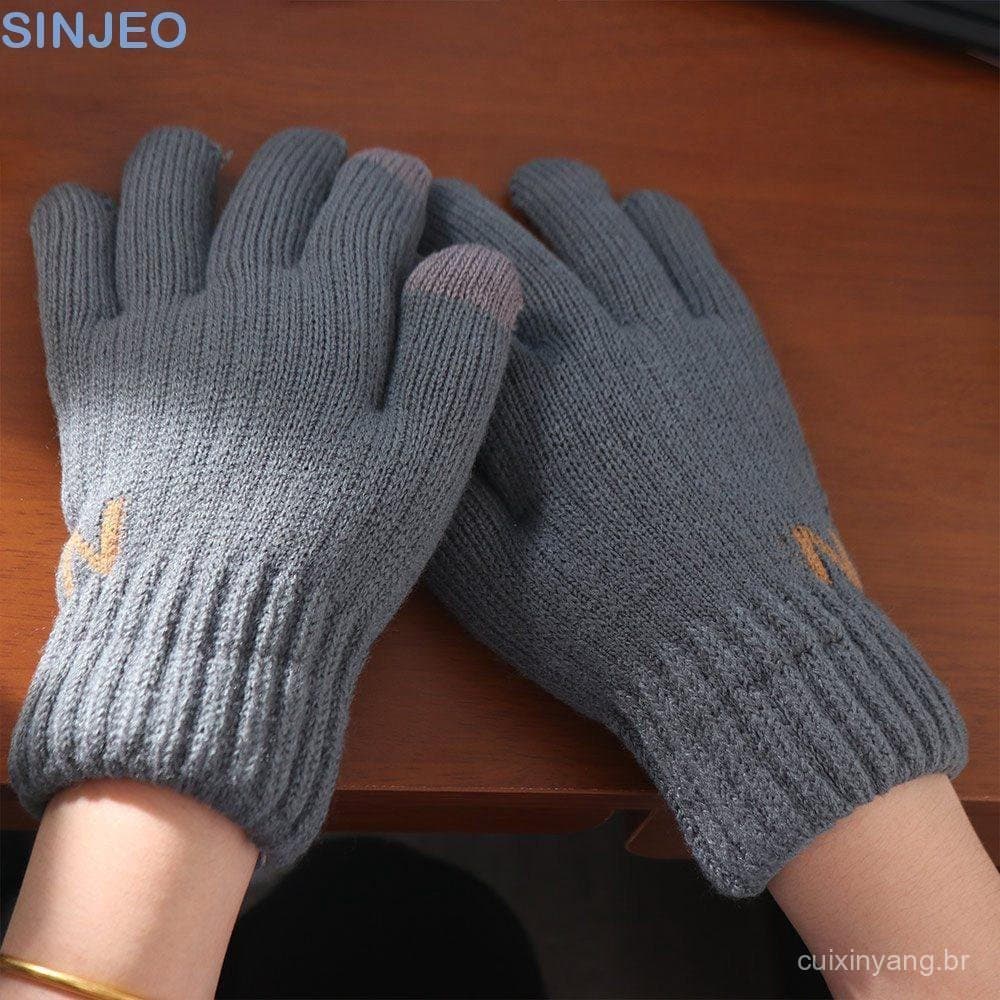 Luvas De Malha De Lã SINJEO , Masculinas Com Tela Sensível Ao Toque De Pelúcia Inverno Estilo Coreano À Prova De Vento D