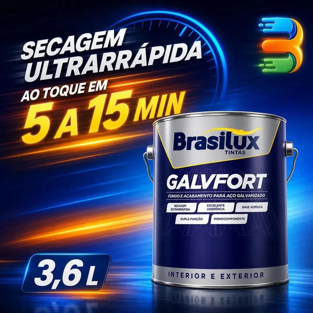 Tinta Galvifort Brasilux Para Acabamento Aço Galvonizado 3,6 L Cor Cinza Médio
