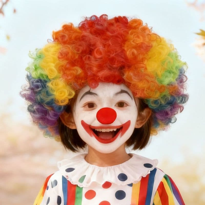 Cabeça de explosão de arco-íris, estoque pronto, Halloween, palhaço colorido, peruca, viagem, essencial, festa de aniver
