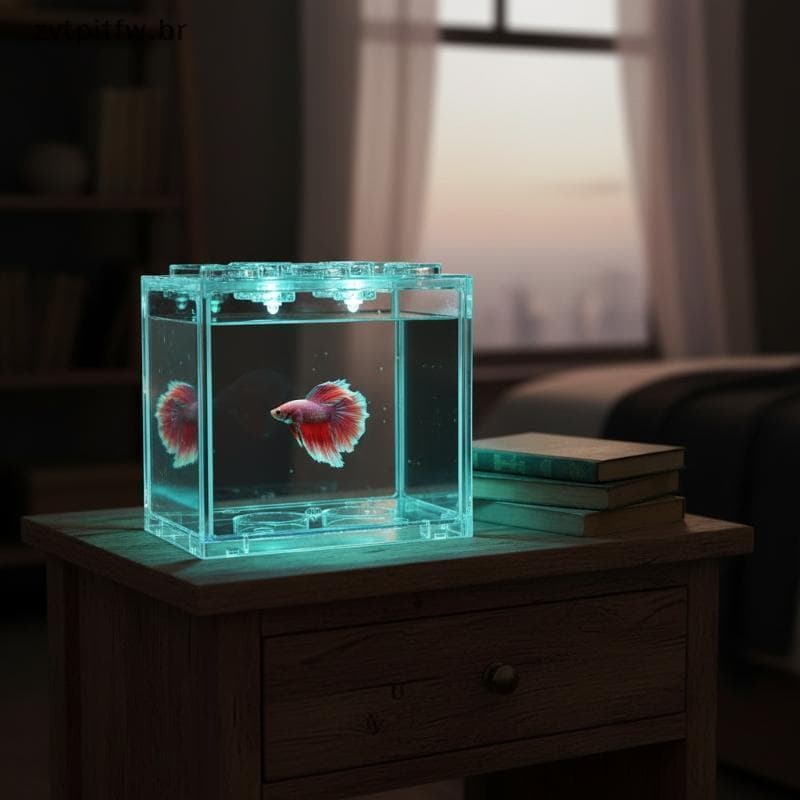 ZVT Mini Acrílico Tanque De Peixes Réptil Caixa Para Animais De Estimação Staable Aquário Cilindro Decoração De Paisagem
