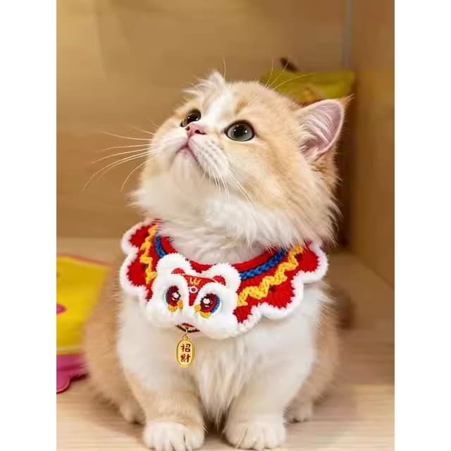 Ano novo gato babador Saliva cachecol Pet cachecol pequenos acessórios gatinho babador ano novo chinês vestir-se decoraç