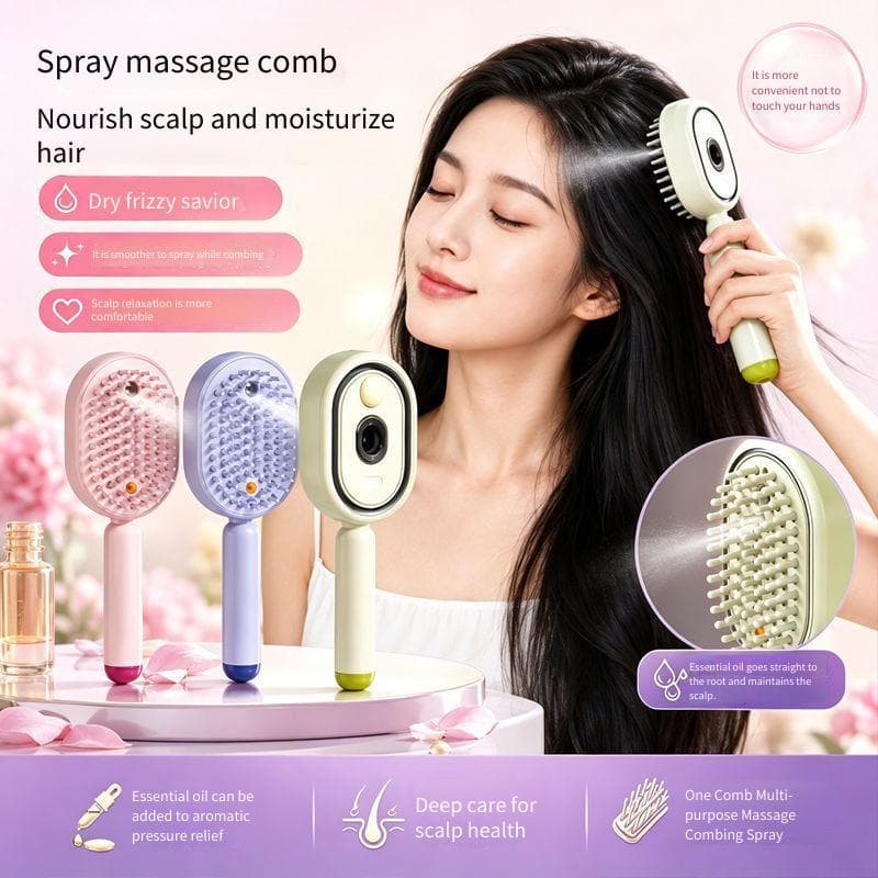 Spray elétrico Airbag massagem pente óleo essencial atomização manutenção limpa raízes do cabelo fofo suave imitação de