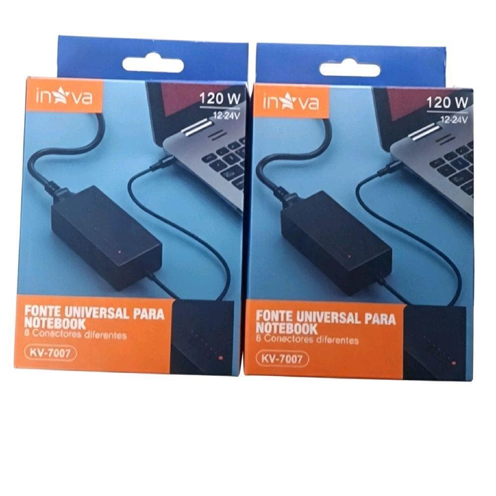 Inova Fonte Universal para Notebook KV-7007 120W 12-24V com 8 Conectores Diferentes