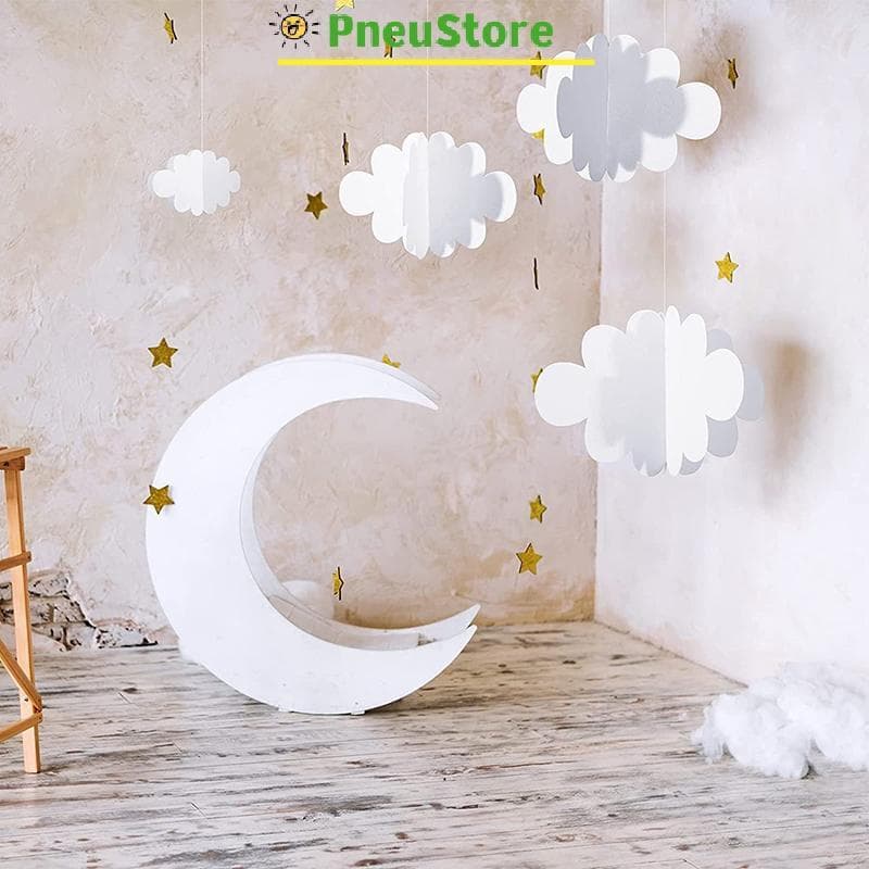 haostone 16 Peças Decorações De Nuvem 3D Nuvens Brancas Penduradas Para Teto Festa Enfeites Decoração De Pendurado tiu9