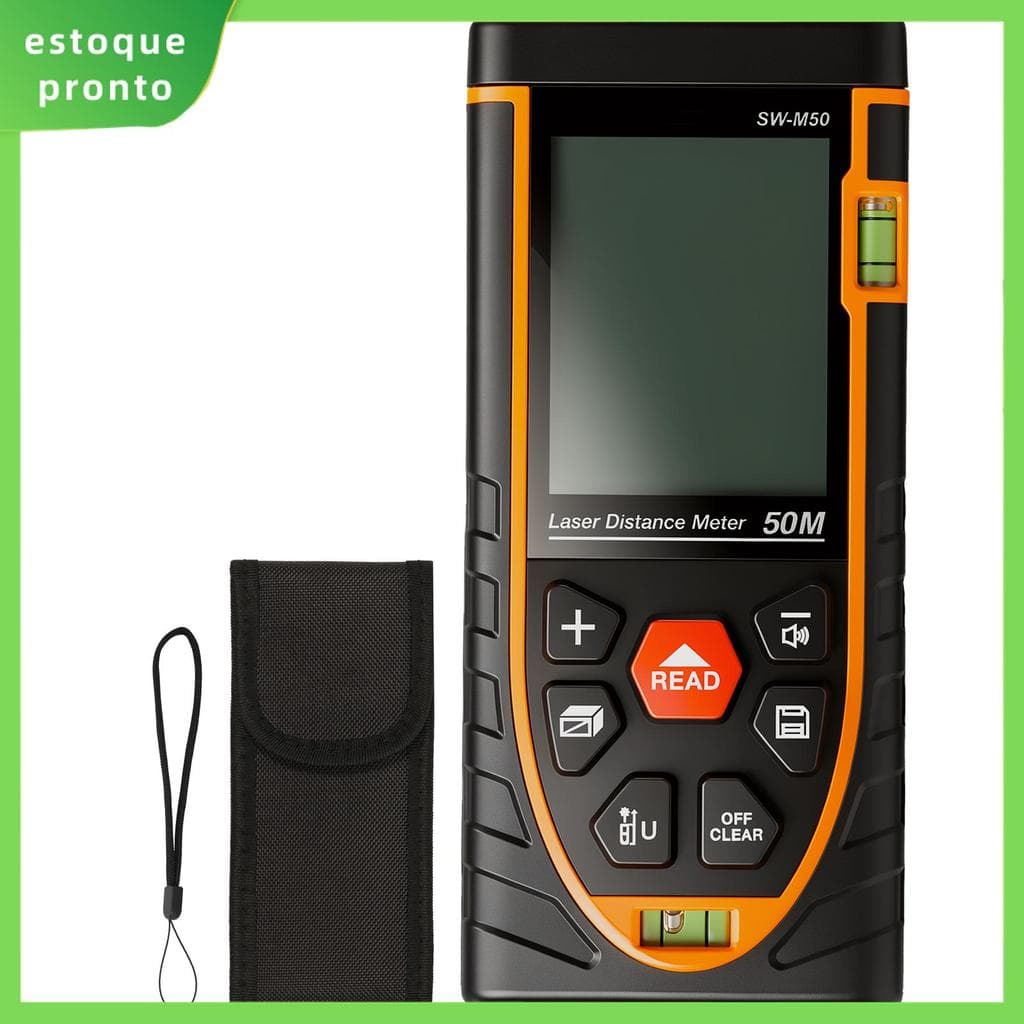 Medidor De Distância Digital De 164 Pés Com Nível De Bolha Dupla E Display Retroiluminado Grande SHOPSKC7405