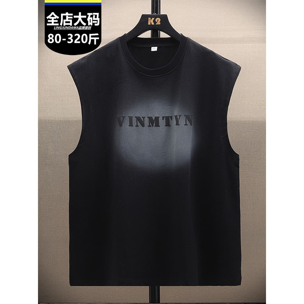 Fat Brother plus fat plus Size moda masculina colete verão novo estilo Street Wear solto sem mangas camiseta esportes co