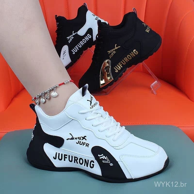 Nova Loja - Promoção por Tempo Limitado: Tênis Femininos Pico Real com Sola de Couro Macio, Estilo Dad Shoes, Outono 202