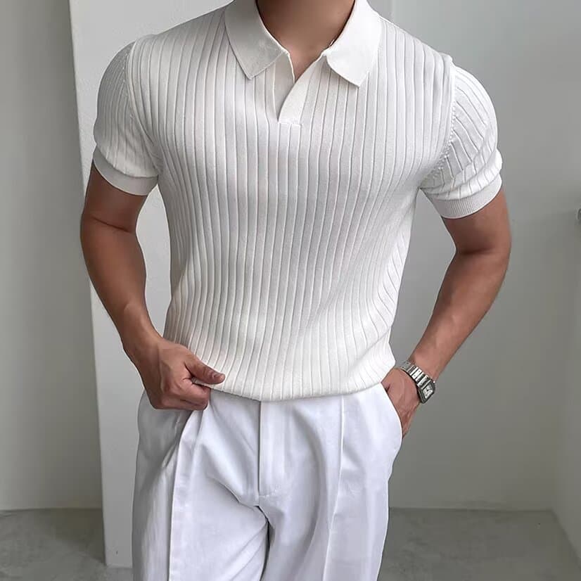 Lapela camisa polo de manga curta masculina Street Wear verão camiseta versão coreana magro-ajuste na moda 2025 novo est
