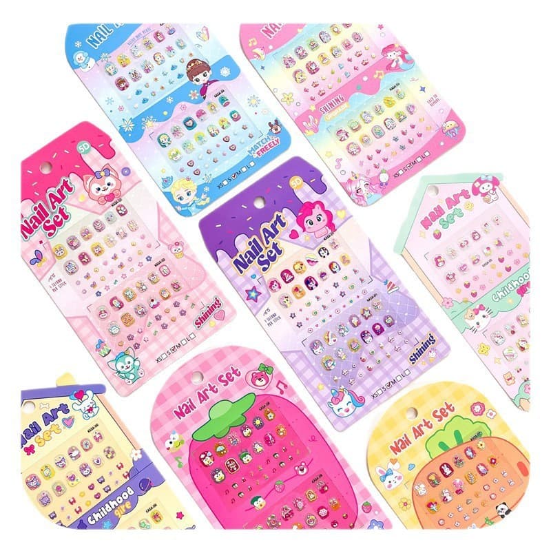 Genuíno Ice Princess 2 em 1 Kuromi brilhante 5D em relevo infantil adesivo de unha conjunto de adesivos de Manicure de d
