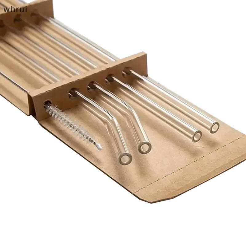 [WHRUI] Conjunto De Palha De Vidro Reutilizável Com Alto Teor De Borosilicato Escova De Limpeza Para Bebidas Ecológicas
