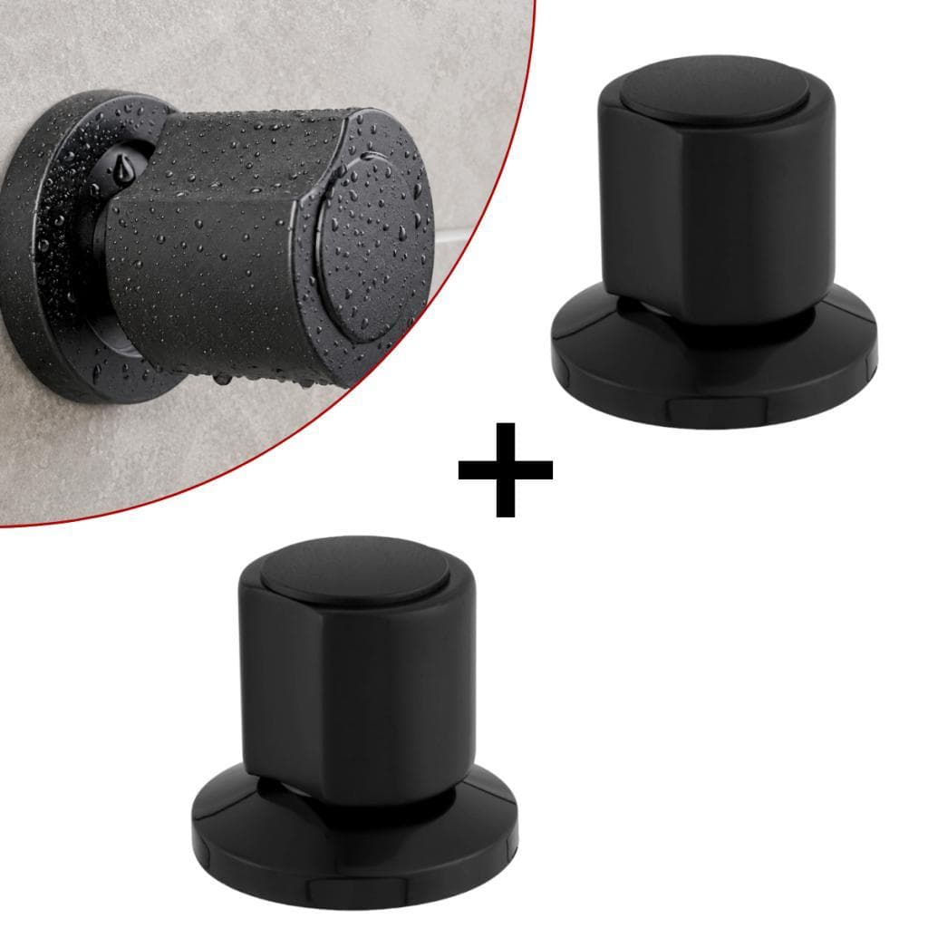 Kit 02 Acabamentos C40 Preto Fosco Para Registro Deca 16 Estrias Design Moderno