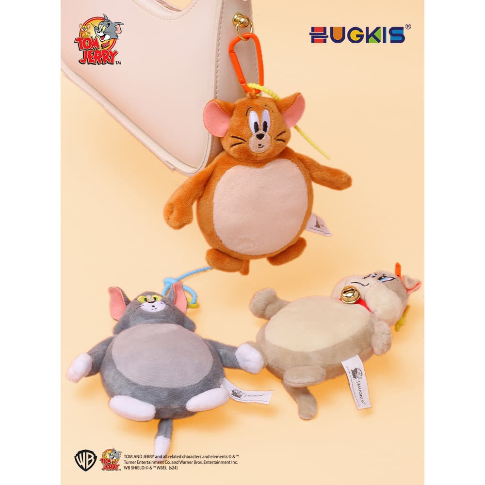 HUGKIS Gato e Rato Redondo Plano Bonito Engraçado Pingente Gato Chaveiro de Pelúcia Boneca Menina Grátis